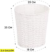 Zuvo Round Wicker Waste Paper Bin White 25x25x18 cm Durable Modern Design view 2