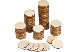 AWIZOM 300 Pieces 1.5 Inch Unfinished Round Wood Slices Round Wooden Discs Wood Circles for Crafts Wood Blanks Round Cutouts Ornaments Slices for DIY Art Crafts Christmas Decorations