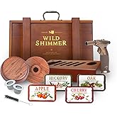 Cocktail Whiskey Smoker Kit with Torch, Wooden Box & Stand | Premium USA Walnut Smoker & 4 Flavors Natural Wood Chips | Old Fashioned Smoker Kit | Bourbon Gifts for Men