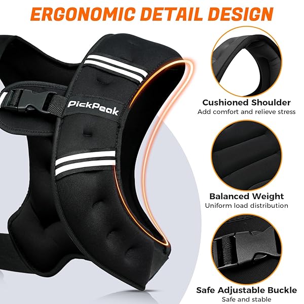 PICKPEAK WEIGHTED VEST FOR WOMAN MAN 5LB/6LB/8LB/11LB/12LB/13LB/15LB/20LB/25LB/30LB WEIGHTED VEST FOR WALKING, STRENGTH TRAINING WEIGHT VEST WITH ADJUSTABLE BUCKLE DETACHABLE PHONE POUCH FOR RUNNING WORKOUT