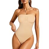 Irisnaya Strapless Shapewear Bodysuit for Women - Thong Bodysuit Tummy Control Tube Top Body Suits with Removable Strap