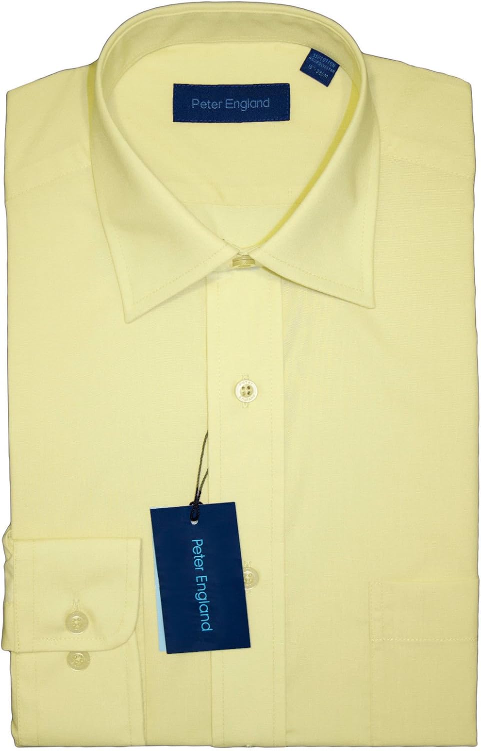Men's Peter England NonIron Plain Shirt Lemon 17.5 Amazon.co.uk