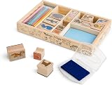 Melissa & Doug Animal Stamp Set | 16 Stamps | Colored Pencils | Wooden Box | view 3