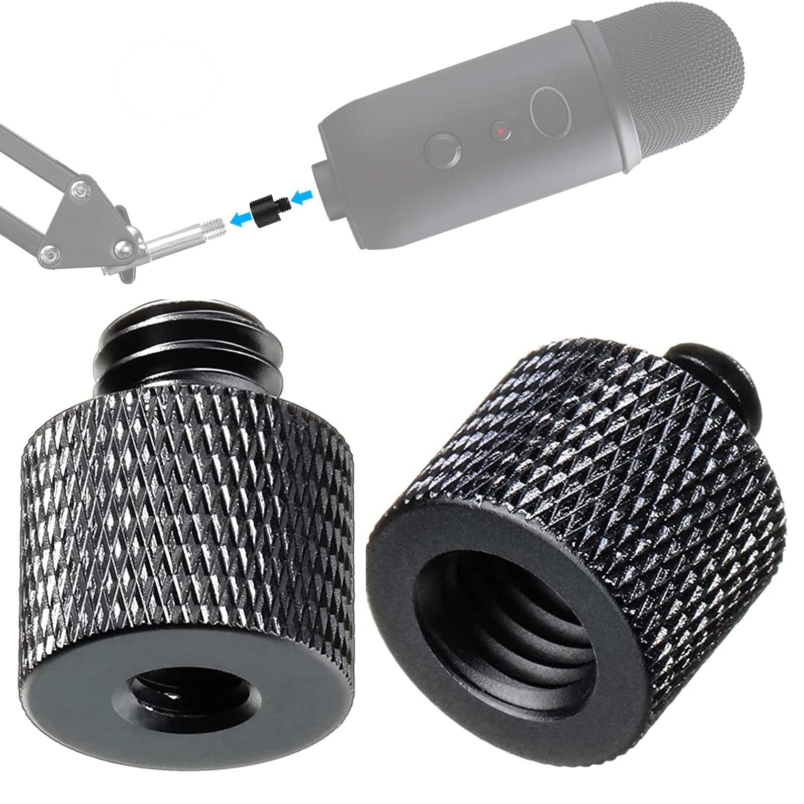 Pack of 2 Thread Adapters 3/8 Inch to 1/4 Inch & 1/4 Inch to 3/8 Inch Aluminium Alloy Tripod Screw Adapter for Camera, Speaker, Tripod, Microphone Stand, Camera Tripods