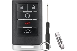 GLOUVDEYZ for Cadillac 5-Button Remote Key Fob OUC6000066 315MHz Replacement for 2008-2013 CTS, 2008-2011 DTS, 2007-2009 SRX (Non-Prox )