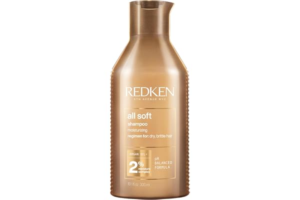 Redken All Soft Shampoo, For Dry/Brittle Hair, Moisturizes & Provides Intense Softness and Shine, With Argan Oil