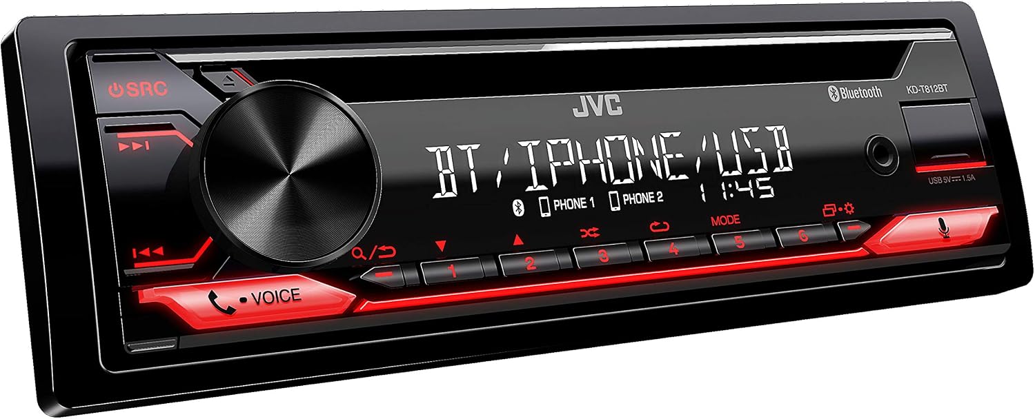 JVC KD-T812BT CD receiver with Bluetooth Hands-Free Calling and Wireless Music Streaming, Black - Image 3
