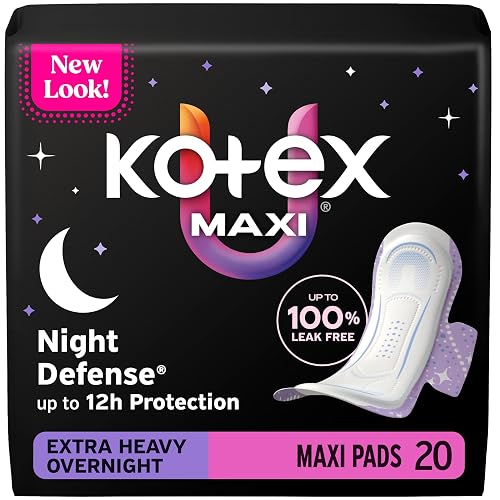 Kotex Overnight Maxi Pads with Wings, Extra Heavy Absorbency