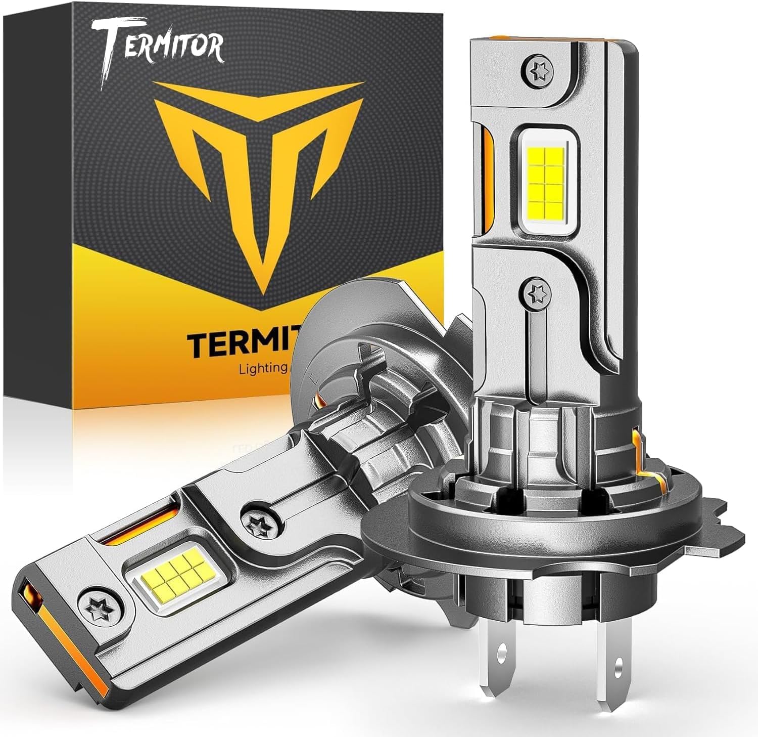 Bombillas LED Termitor H7, 80.000 lm, 6500 K, luz antiniebla blanca fría alta/baja, tamaño halógeno real 1:1, no requiere adaptador, Plug and Play, más de 85000 horas de vida útil, sin polaridad, paquete de 2