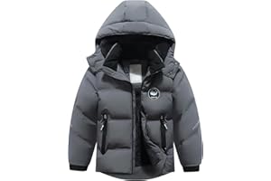 BYLESIN Kids Boy's Winter Coat Fleece Lined Waterproof Jacket Puffy Cotton Coat Thick Hooded Down Outdoor Coats