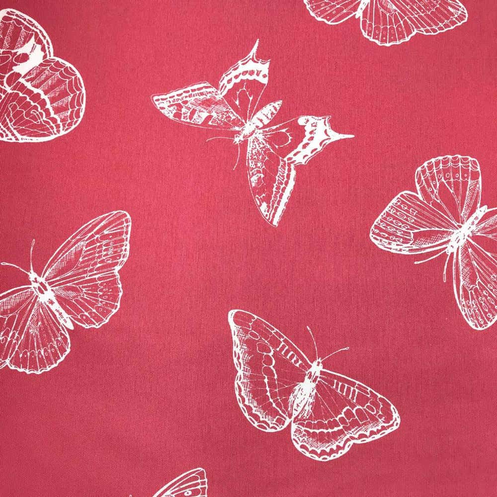 Kt KILOtela - Digital Printed Canvas Fabric – Decoration, Upholstery Lightweight, Cushions, Curtains, Quilts, Bags, Tablecloths – 300 cm Length x 280 cm Width | Butterflies – Pink ─ 3 Metres