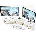 AFOOYO Dual Monitor Stand Riser,Rainbow Cloud Desktop Computer Stand for 2 Monitors,Adjustable Length and Angle Multifunctional Desktop Organizer Stand for Laptop, PC, Computer, Printer,White