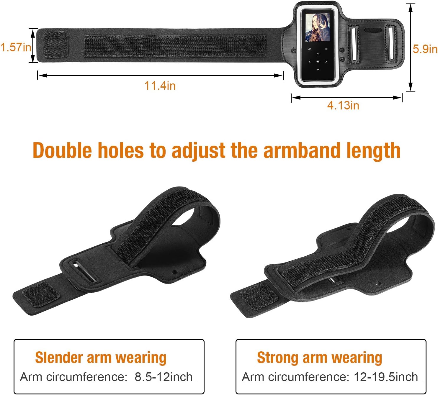Adjustable Sport Armband for BERENNIS MP3 Player Only， Hands-Free for Running, Black，1 Pack(Compatible with BERENNIS MP3 Player ONLY!)!: Home Audio & Theater