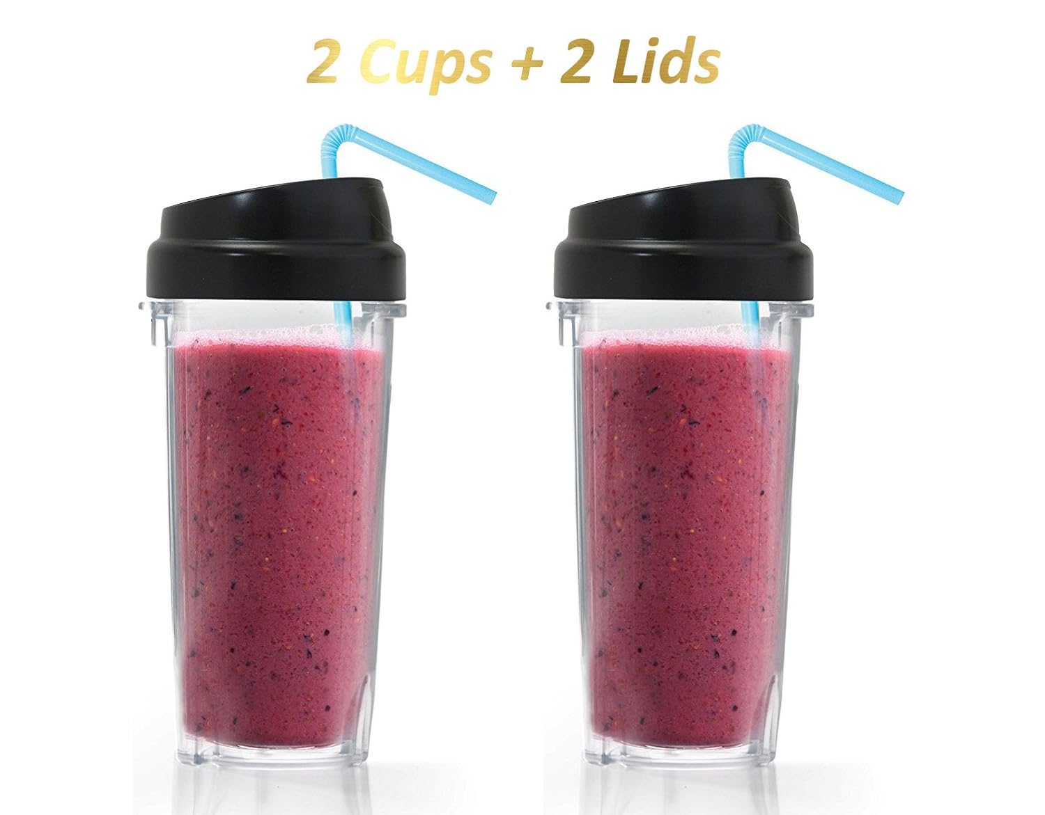 Ninja Blender 16 ounce Cup - With Sip and Seal Lids -Value Two Pack; Compatible Models Listed Below