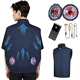 THEKUKU Cooling Vest with 20000mah Battery Pack 2 Fans included, 12V Air Conditioning Vest, Cooling Workwear For Hot Summer