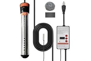 ORNALRY Immersion Water Heater 1500W – Portable Stainless Steel Bucket Heater with Thermostat, Anti-Scald Guard, Auto Shut-Off & Digital Temp Control for Home, Hot Tub, Spa, Camping, RV