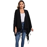 Shawl Wraps for Women, Elegant Knitted Cape Open Front Poncho Scarf Blanket Cardigan Coat for Spring, Autumn, and Winter