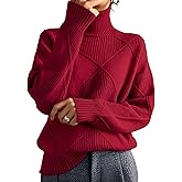 Womens Turtleneck Oversized Cable Knit Sweaters 2026 Fall Winter Trendy Work Casual Pullover Cozy Warm Long Sleeve Knit Tops