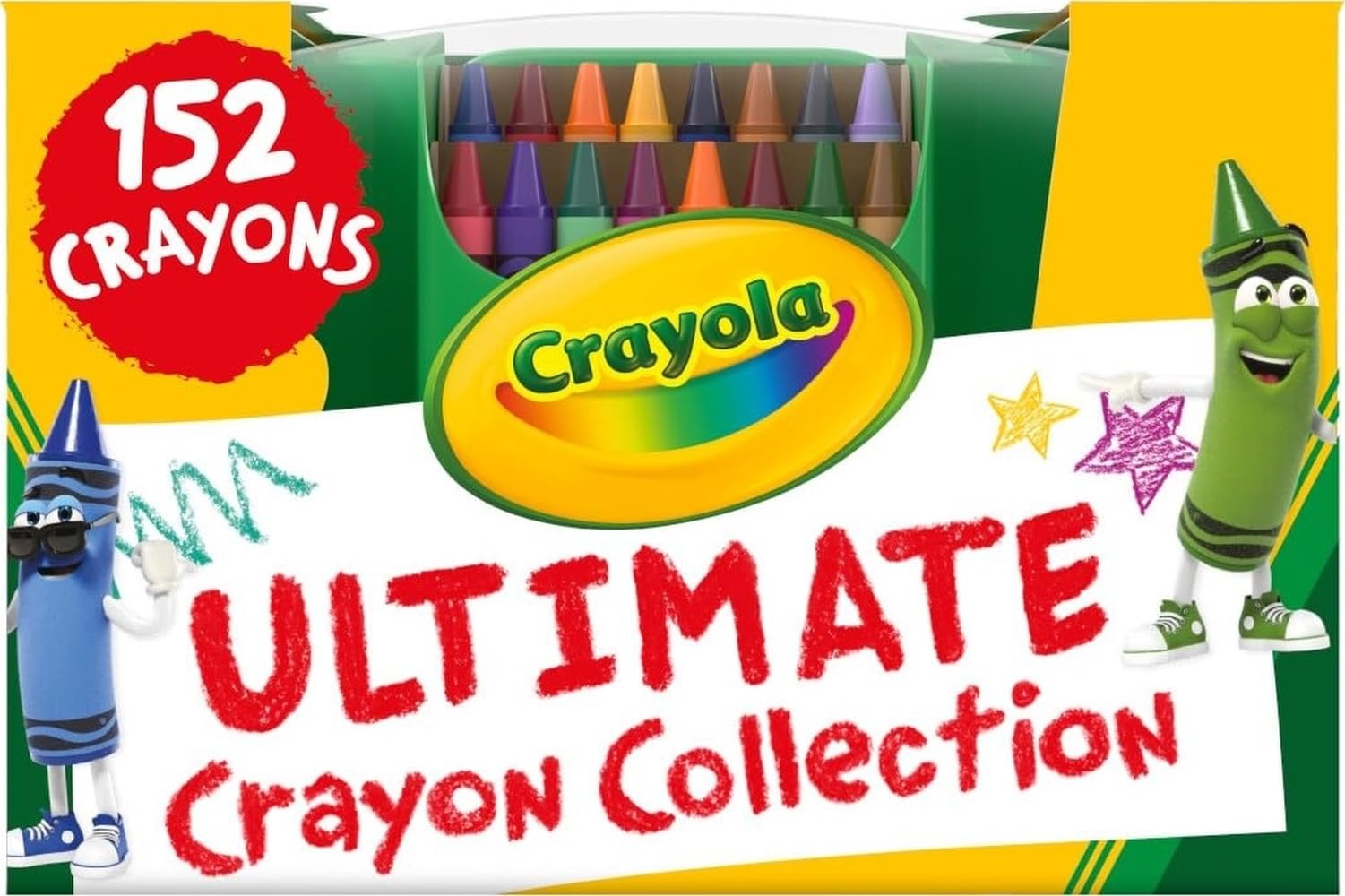 Crayola Ultimate Crayon Box Collection (152 ct), lindos útiles escolares para niños, carrito de crayones a granel, artículos imprescindibles para jardín de infantes y aula primaria, a partir de 3 años