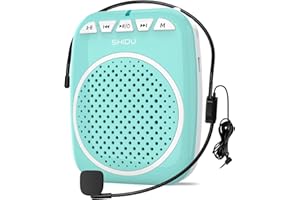 SHIDU Voice Amplifier, Portable Speaker with Microphone Small Megaphone PA System Supports Bluetooth TF Card & U-Disk Play Music for Teachers, Tour Guides, Coaches, Training