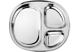 Ahimsa Stainless Steel Kids Plate, Pediatrician Designed Divided Toddler & Baby Plates, Non Toxic, Unbreakable & Dishwasher Safe, Polished