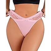 Nolrahiur Women's Sexy Satin Thong Panties Lace Tangas Plus Size Cheeky Underwear V-waisted Cotton Crotch Hipster Brief