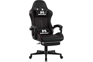 GAMTIMER Gaming Chair,Computer Chair with Footrest and Lumbar Support,Breathable PU Leather,4D Lumbar Support and Headrest,360 Degree Swivel Chair with Adjustable Ergonomic Backrest for Adults-Black