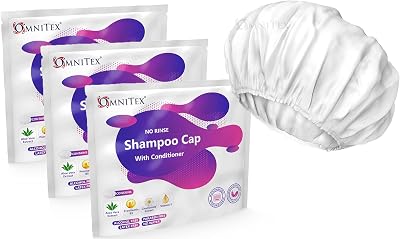 Omnitex Premium Rinse Free Shampoo Cap Microwaveable with Conditioner 3 Pack