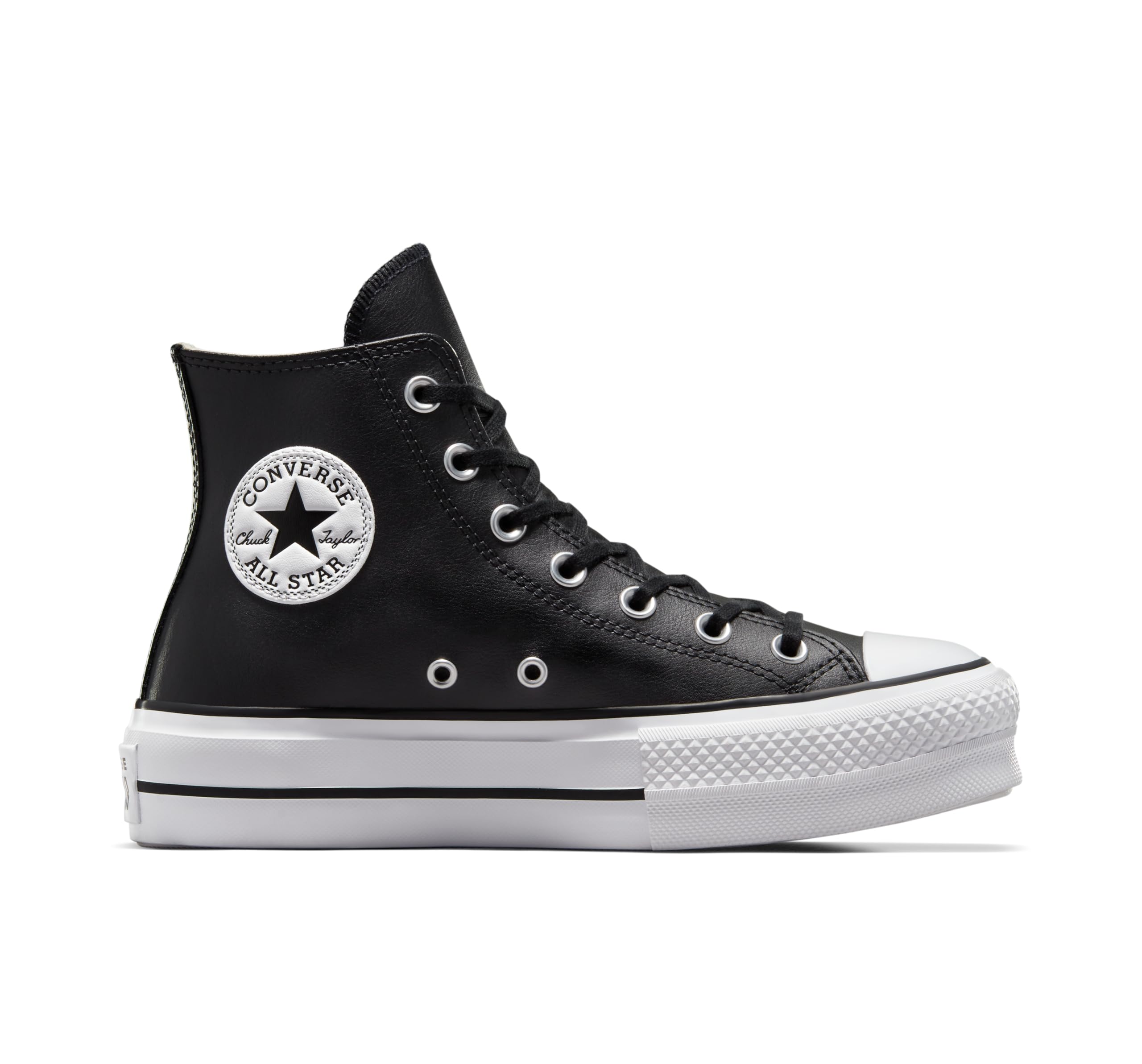Converse Women's Chuck Taylor All Star Lift Platform Leather High Top, Black/Black/White, 12 Image
