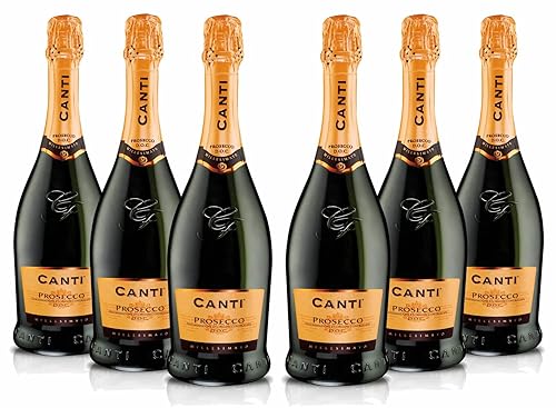 Canti - Prosecco D.O.C. Millesimato, Extra Dry Wine, Italian Glera Grape Variety from Veneto, Fruity and Floral Taste, 6x750 ml