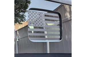 Zxiaochun Rear Middle Window American Flag Decal for Jeep Gladiator JT 2020 2021 2022 2023 2024 2025 Truck Back Center Sliding Window Glass USA Flag Vinyl Sticker Exterior Accessories(Matte Black)