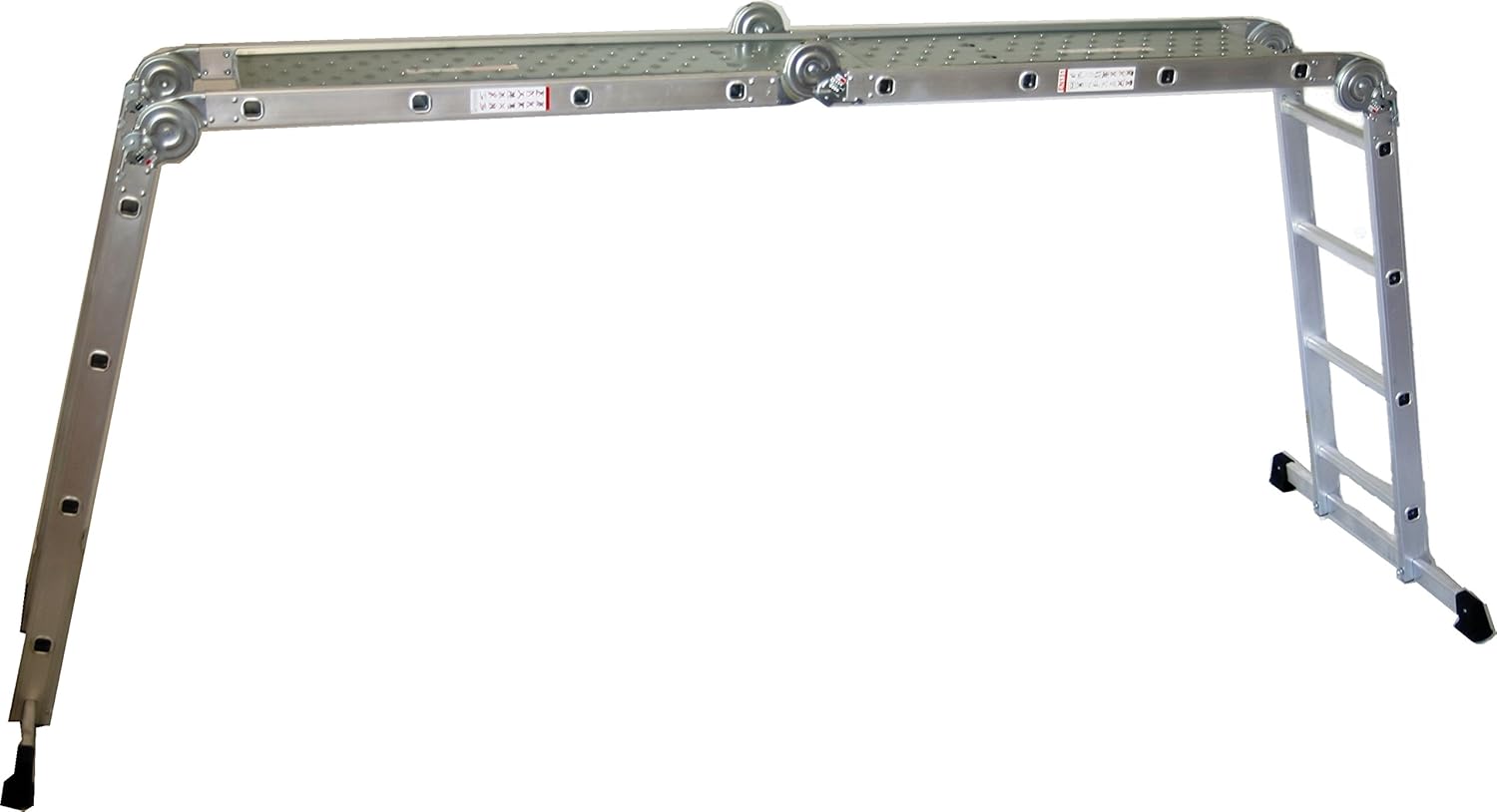 Alu-Gelenkleiter/Arbeitsleiter 4x4 Stufen/Sprossen mit Plattform 460 cm, Aluminium, Marke: Szagato (Stehleiter, Anlegeleiter, Aluleiter, Kombileiter, Leiter)