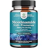 Vitamin B3 Niacinamide 500mg Capsules - Mitochondrial Energy and Potent Skin Supplement - AKA Vitamin B3 Niacin 500mg Flush Free and Nicotinamide 500mg - Flush Free Niacin Supplement - 240 Count
