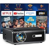 AuKing Projector, Built-in Apps &amp; Auto Focus, 2026 Upgraded Mini Projector, Full HD 1080P Home Theater Video Projector, Compatible with HDMI/USB/AV/Smartphone/TV Box/Laptop(Black)