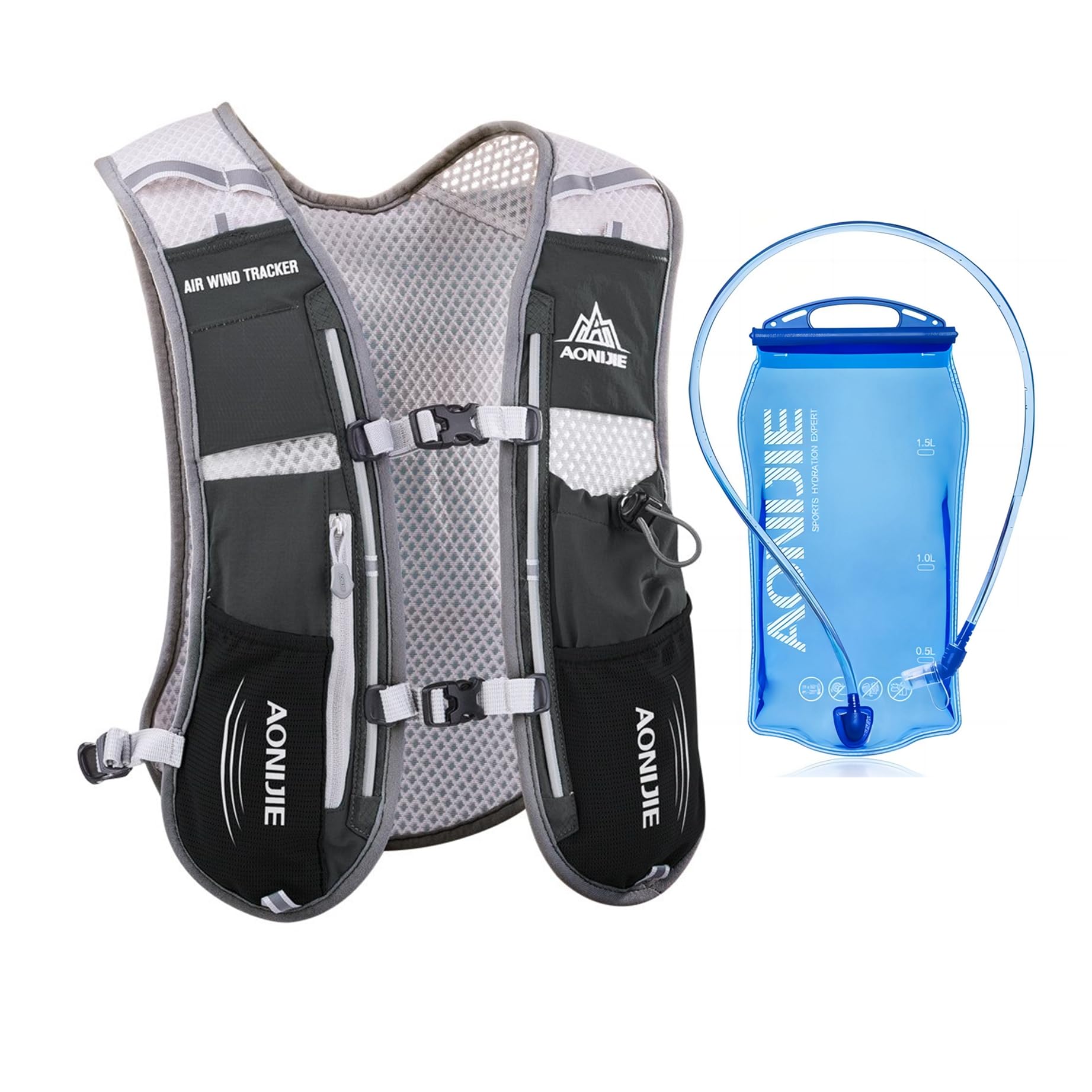 Photo 1 of AONIJIE Hydration Vest Pack Backpack 5L Marathoner Running Race Hydration (Black and 1.5L Water Bladder)