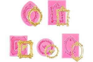 5pcs Photo Frame Silicone Molds, Mini Vintage Frame Molds Baroque Style Cake Decorating Accessories for Baking Chocolate Cand