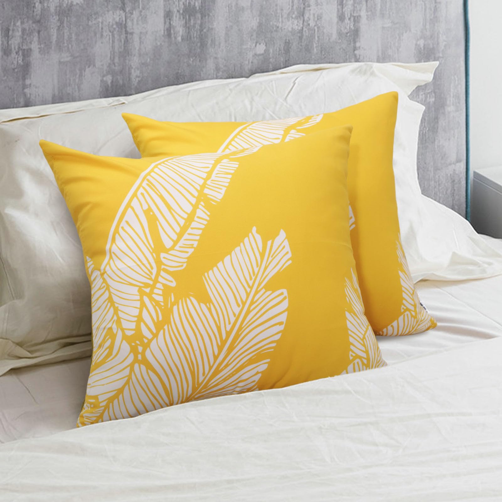 Betadistor Cushion Covers Soft Pillow Case Set of 2 PCS, 45x45 cm Decorative Lumbar Pillowcases for Couch Sofa Bedroom Home Decor 18x18 Inch, Yellow, 501-0006