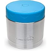 LunchBots 16oz thermos Stainless Steel Wide Mouth - Insulated thermos With Vented Lid - Keeps Food Hot or Cold for Hours - Leak-Proof Portable Thermal Food Jar is Ideal for Soup - 16 ounce - Aqua
