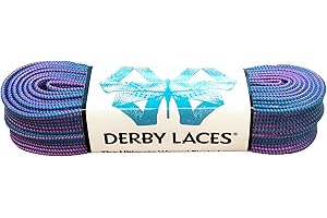 Derby Laces Striped - Flat, 10mm Wide, for Boots, Skates, Roller Derby, and Hockey Skates