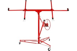 ARTIST HAND Drywall Lift Panel Hoist Jack Lifter, Sheetrock Lift Drywall Lifts, Rolling Caster Wheel 11Ft, Lockable Construction Tools, Adjustable Telescopic Arm, 150LB, Red