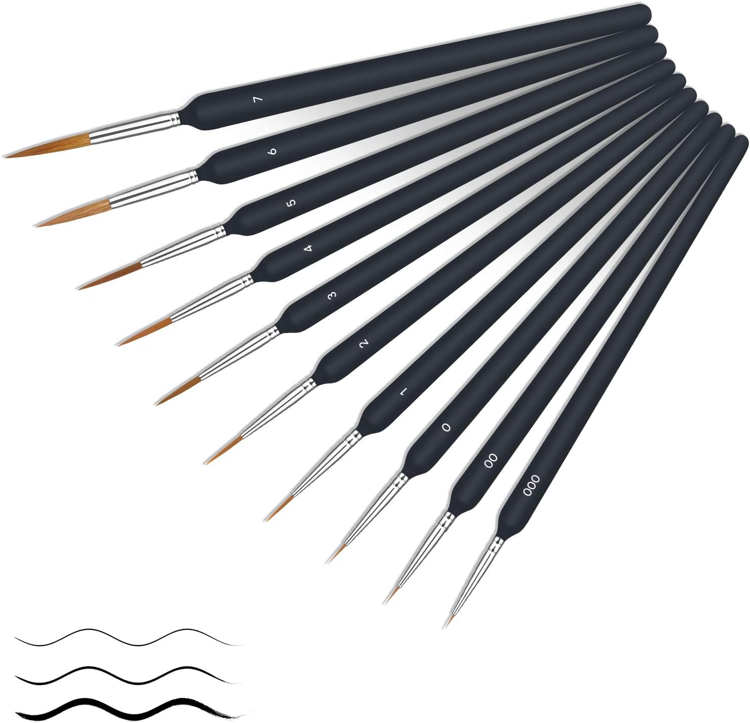 Telgoner Pinsel, 10 Stück Feines Detail Pinselset Malen nach Zahlen Professionelle Künstlerpinsel für Acryl, Aquarell, Miniatur, Modell, Nagel, Gesichtsbemalung Malpinsel