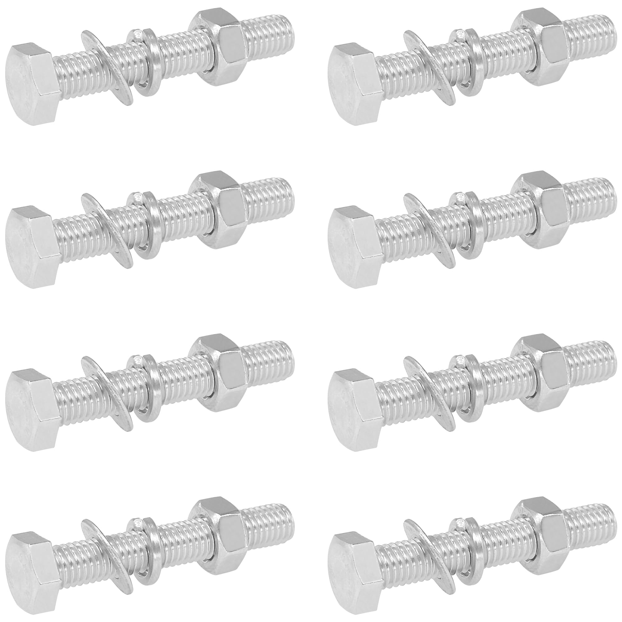 8 Sets of Hex Bolts with Nuts and Washers,304 Stainless Steel M8 Nut and Bolt Combination Kit (M8 x 50mm)
