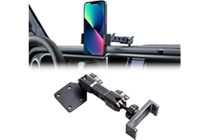 RERPRO Dash Cell Phone Mount Holder Compatible with 2024 Jeep Wrangler JL Interior Accessories 360° Adjustable Dashboard Smart Phone Holder 1 Pack Black Clip