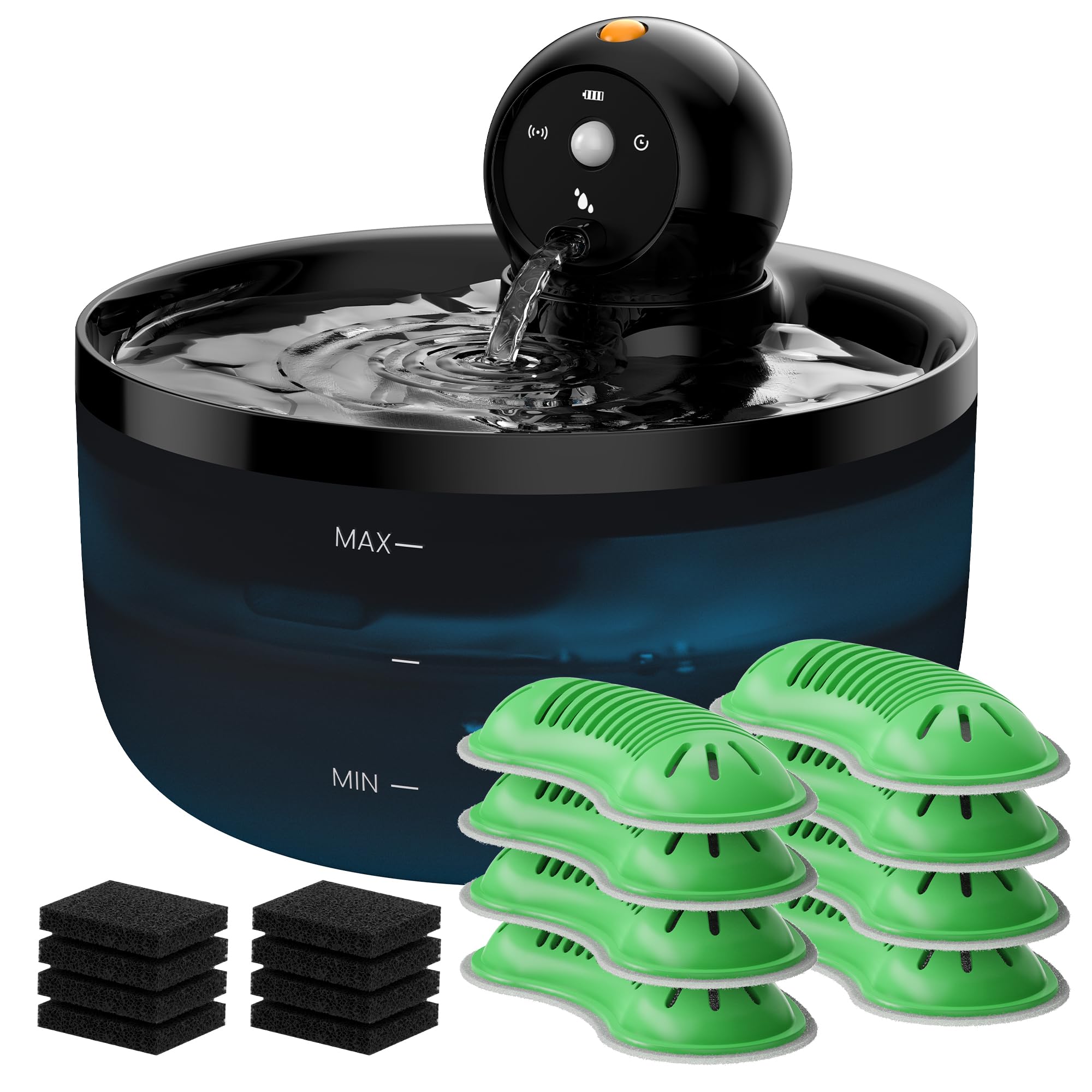 Photo 1 of Pet Water Fountain Battery Operated: GOOIFUN Cat Water Fountains with 8 Filters + 8 Sponges - 88oz/2.6L Noiseless Cats Waterer Bowl Dispenser - Kitten Drinking Fountains for Cats Indoor