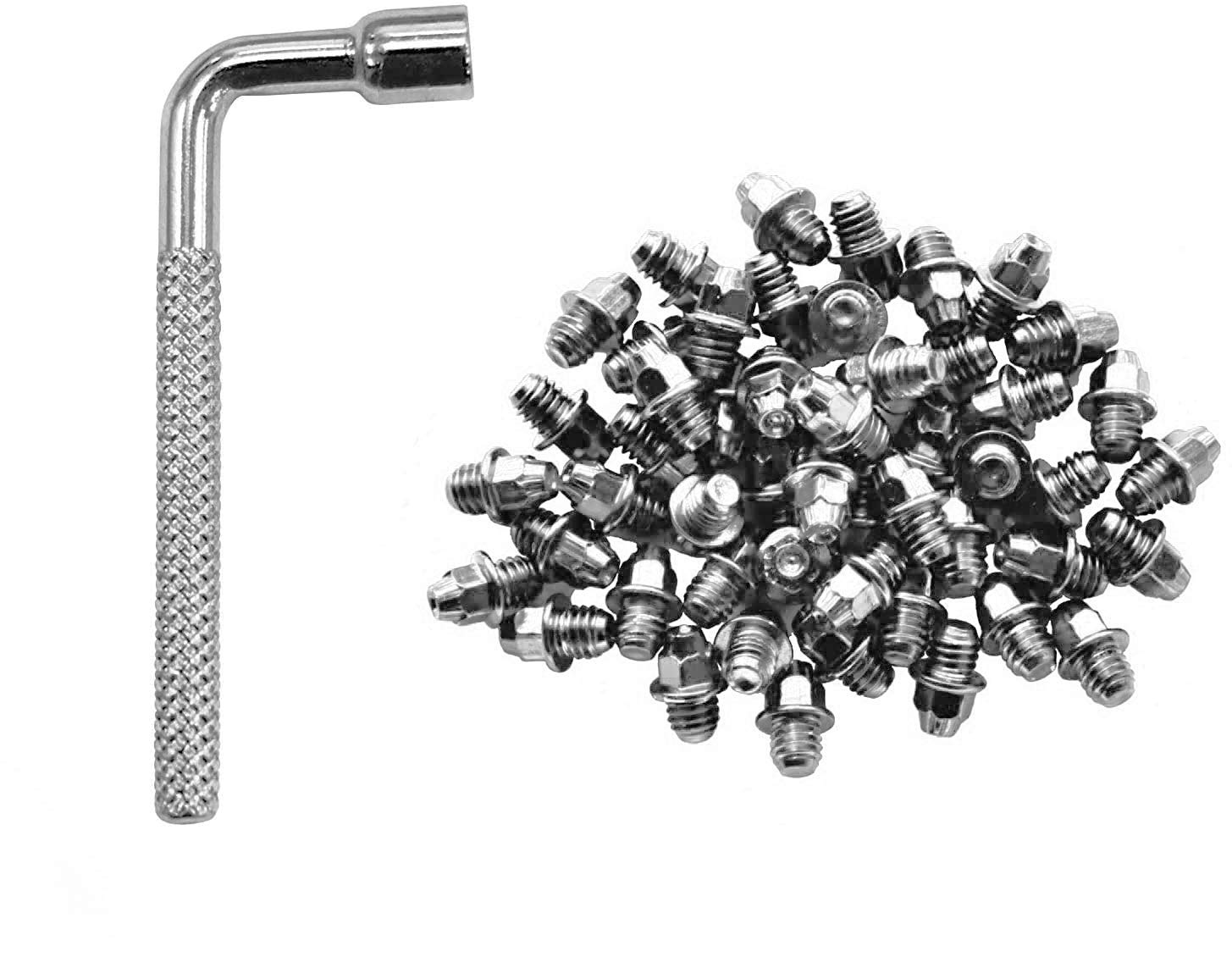 Funn Pedal Pins Studs for Mamba, Ripper, and Python Pedals, 50pcs of M4 x 5mm Street Pins with a 4mm Socket Wrench (Silver)