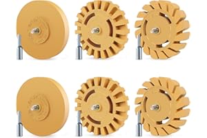 Pakeed 6 Pack Eraser Wheel 4 Inch Paint Safe Decal Remover No-Scratch Powerful Rubber Wheel Decal Remover With Drill Adapter Car Adhesive Remover for Vinyl Decals, Labels, Stickers, Graphics, Tap, Tar