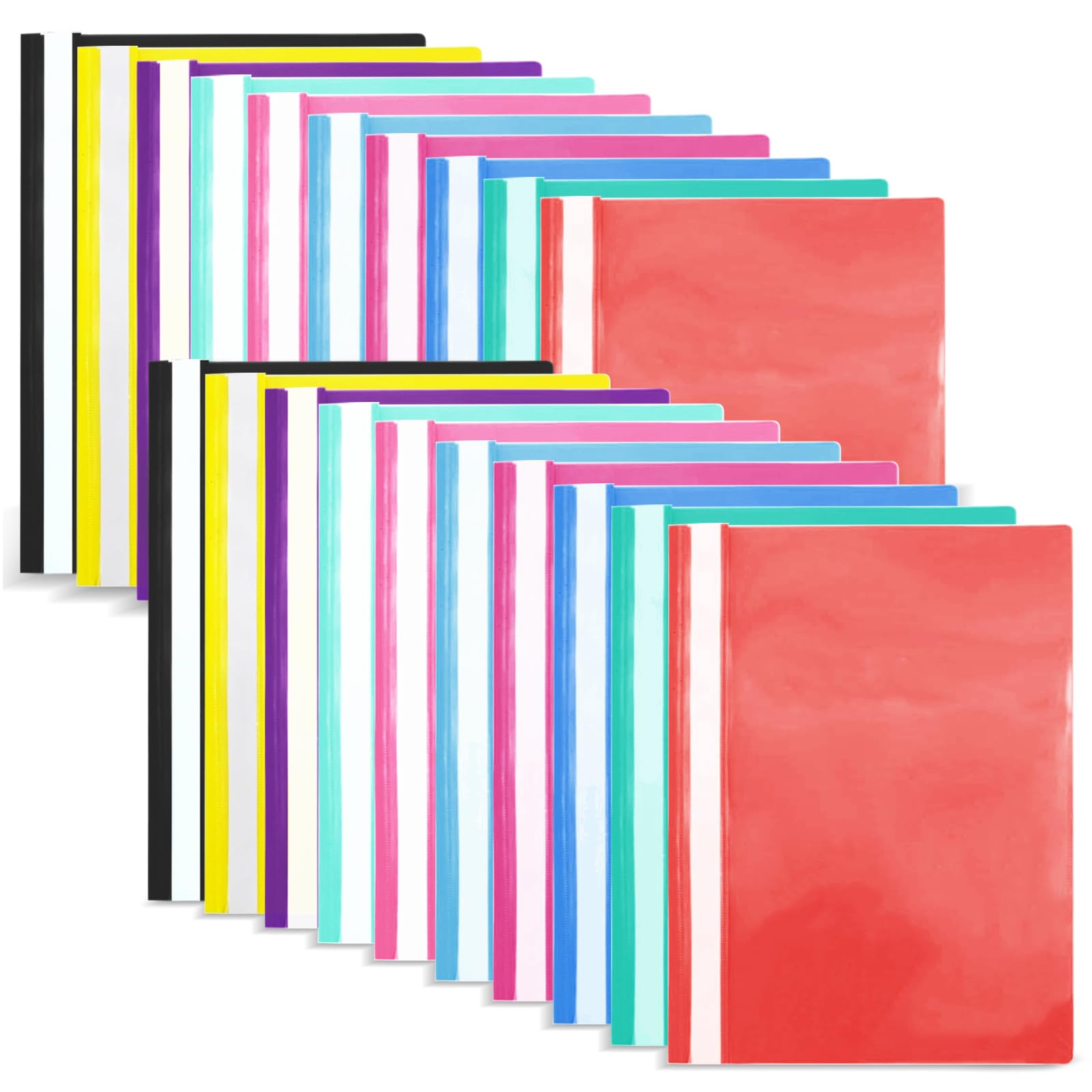 20pcs A4 Project Folders with Clear Cover, Plastic Display Folders, A4 Document Organiser Holder Case for Office School