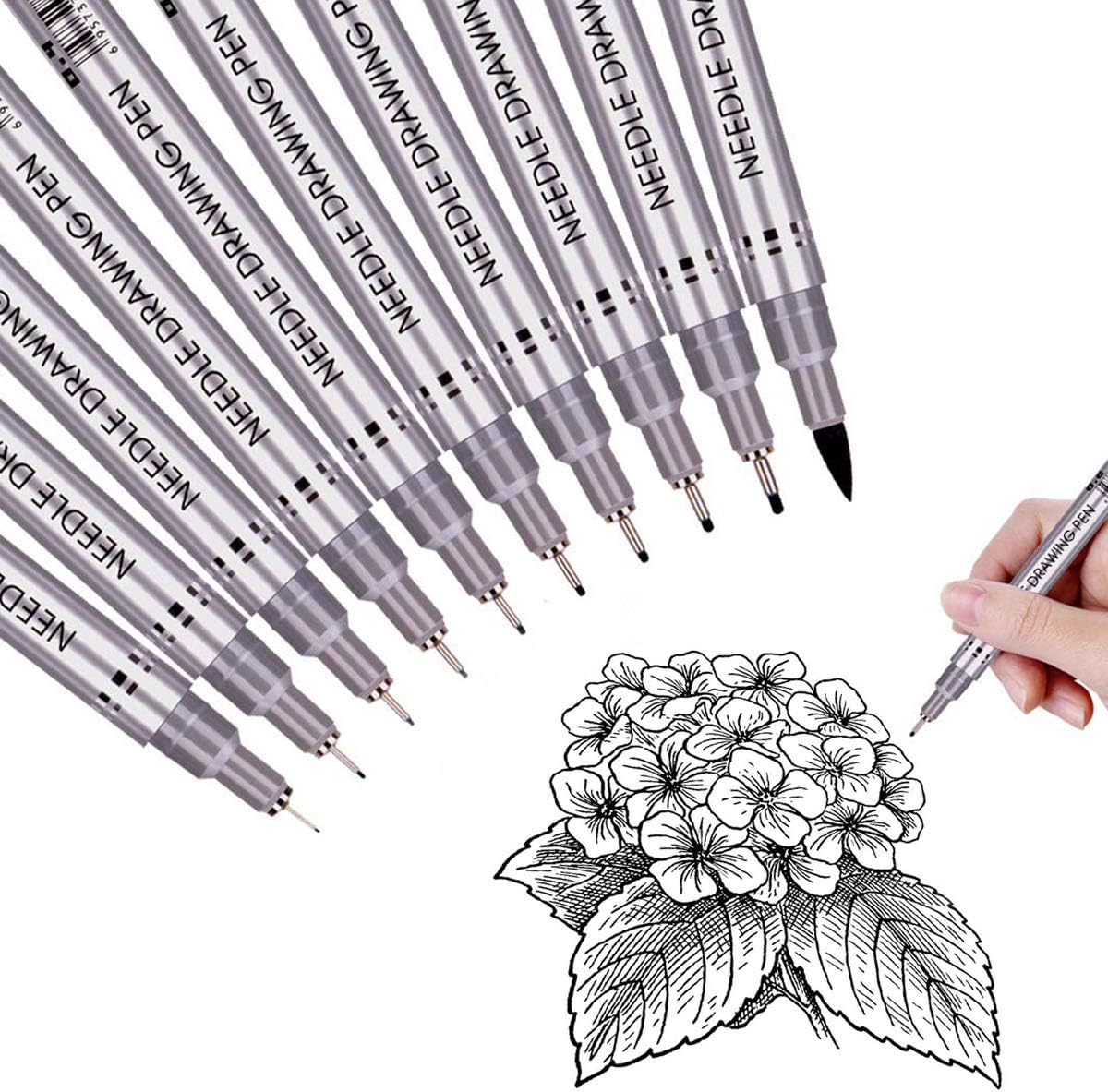 Black Precision Micro Line Pens,Ultra Fine Point Drawing Pen Set, Anti-Bleed Waterproof Archival Ink, Artist Illustration, Technical Drawing,Office Writing,10/Set (Black)