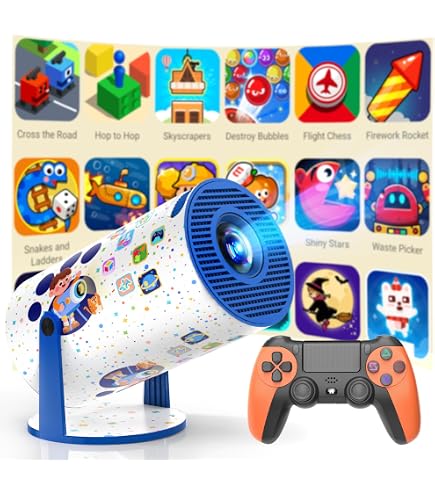 P30 MAX 2-in-1 Retro Gaming Projector Console – 4K HD Portable Console with 36,000 Classic Games, Built-in Emulator, HDMI, WiFi, Apps, 2 Wireless Controllers – Plug & Play Entertainment