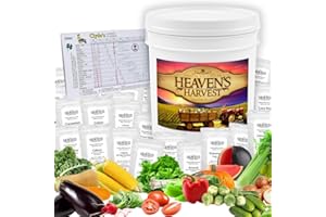 HEAVEN'S HARVEST Heaven’s Harvest - 10 Year Survival Or Homestead Garden | 25k+ Heirloom Vegetable Seed Bank Kit | Includes Free Clyde’s Garden Planner & Seed Vault Storage Drum | Non-GMO